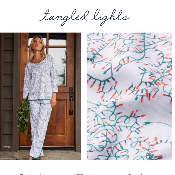 LAKE Other - Lake Pajamas Pima Cotton Christmas Pajama Set in Tangled Lights Pattern NEW